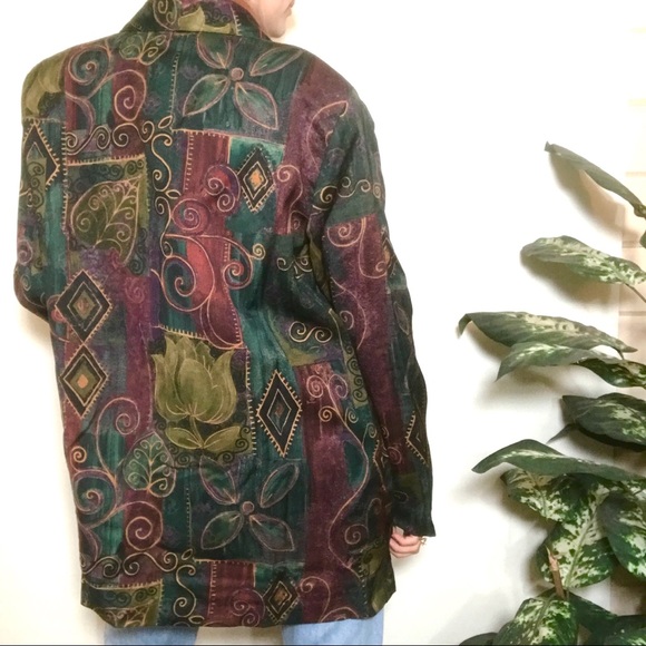 Vintage REQUIREMENTS Flower/Leaf Abstract Blazer - Picture 2 of 4